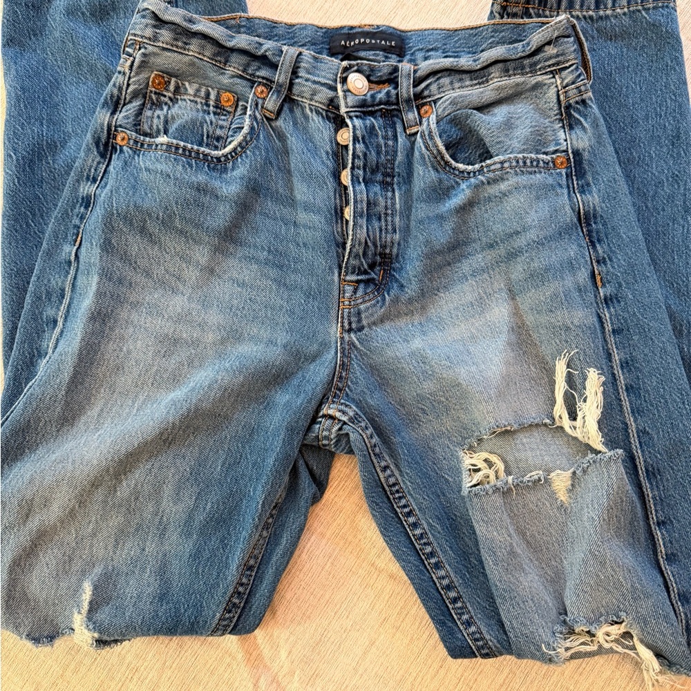 Aeropostale Light Blue Ripped Boyfriend Jeans